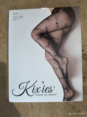 ❣️KIX'IES❣️Full Waisted Fishnet BATS Tights Pantyhose Stockings Size A